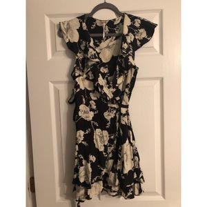 Black & White floral Free People wrap dress